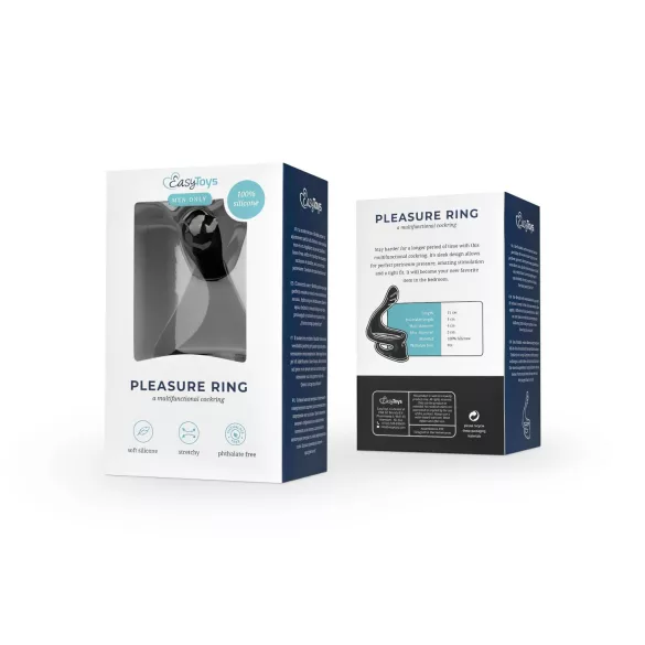 EasyToys Pleasure Ring - Flexible Black Penis and Testicle Ring