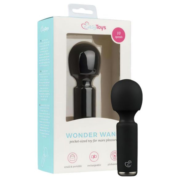 Easytoys Wonder Wand - Rechargeable Mini Massage Vibrator (Black)