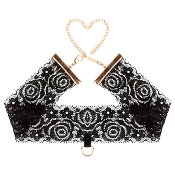 Rosy Gold - Black Collar and Wrist Cuffs