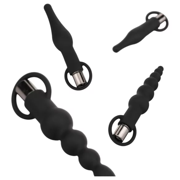 Easytoys - Rechargeable 4-Piece Black Anal Vibrator Set
