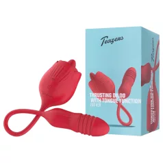   Teazers Rose - thrusting vibrator with licking clitoral stimulator (red)