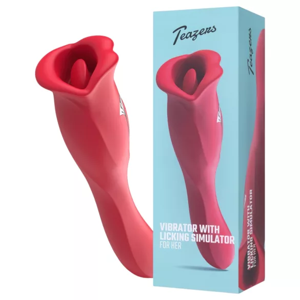Teazers - double-ended vibrator with tongue clitoral stimulator (red)