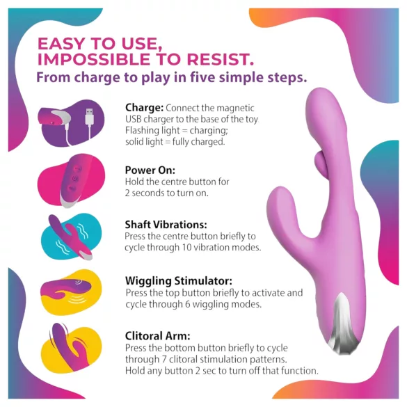 Good Vibes Only - clitoral vibrator with moving finger (purple)