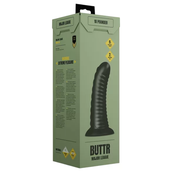 BUTTR Double Ribbed - extra-large ribbed anal plug (black) - 26 cm