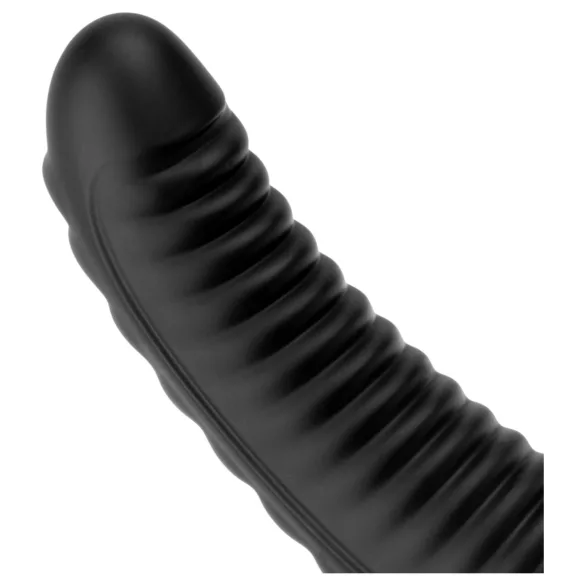BUTTR Double Ribbed - extra-large ribbed anal plug (black) - 26 cm