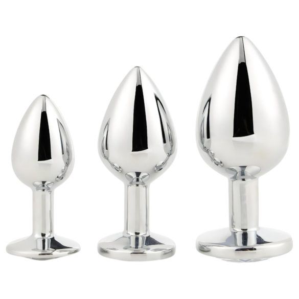 Gleaming Love - Silver Anal Plug Set (3-Piece)
