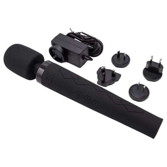 Pixey Deluxe Black Velvet - M‑size wand vibrator (black)