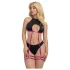 Zôf Zara - Cut-out Top and Thong with Suspender Straps (Black) - L/XL