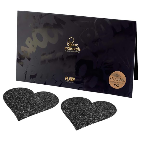 Bijoux Indiscrets Flash - Heart-Shaped Nipple Covers (Black)