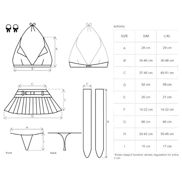 Obsessive Schooly - 6-Piece Schoolgirl Costume Set - L/XL