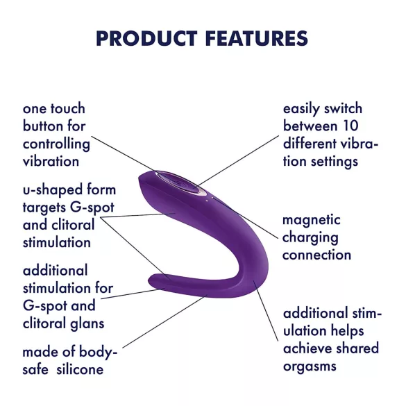 Satisfyer Double Classic - Waterproof Rechargeable Couples Vibrator (Purple)