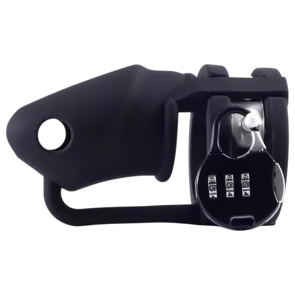 LOCK A WILLY - Silicone Chastity Cage with Lock (Black)