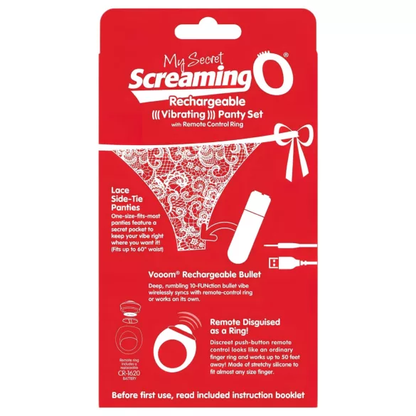 Screaming O Panty Set - Vibrating Panties - Red (S-L)