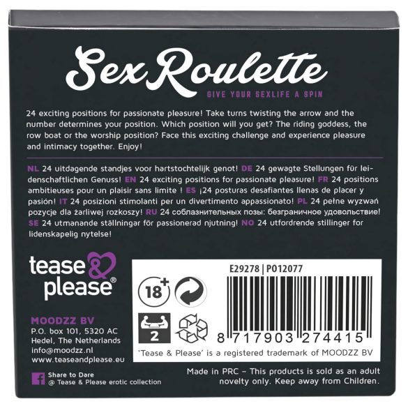 Kama Sutra Sex Roulette - Multi-Language Adult Board Game (10 Languages)