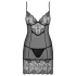 Obsessive Alluria - Lace Nightie & Thong Set (Black) - L/XL