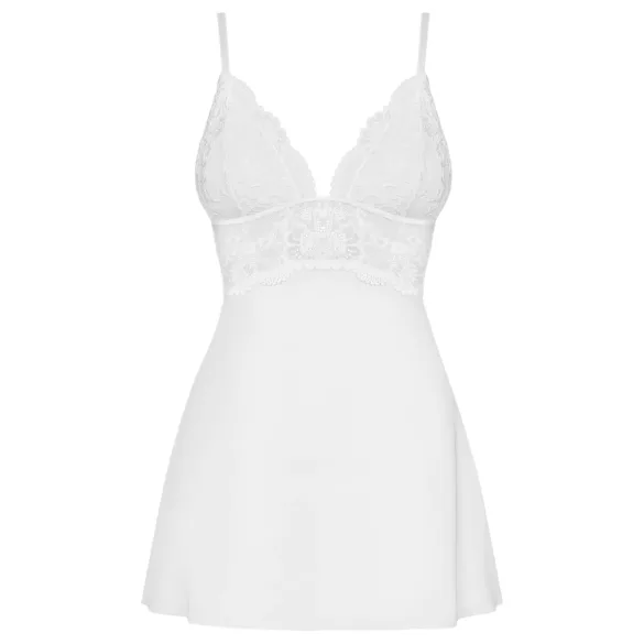 Obsessive 810-BAB-2 - Lace Babydoll & Thong Set (White)