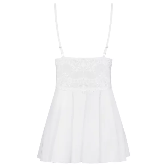 Obsessive 810-BAB-2 - Lace Babydoll & Thong Set (White) - L/XL