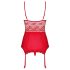Obsessive Lovica - Lace Garter Top & Thong Set (Red) - L/XL