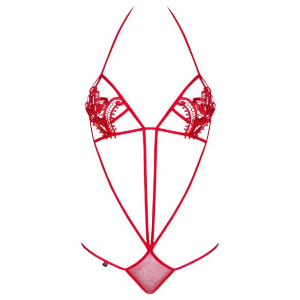 Obsessive Luiza - Tulip-Embellished Strappy Bodysuit - Red (S/M)
