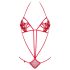 Obsessive Luiza - Tulip-Embellished Strappy Bodysuit - Red (S/M)