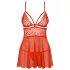 Obsessive 838-BAB-3 - Spicy Lace Babydoll & Thong Set (Red) - L/XL