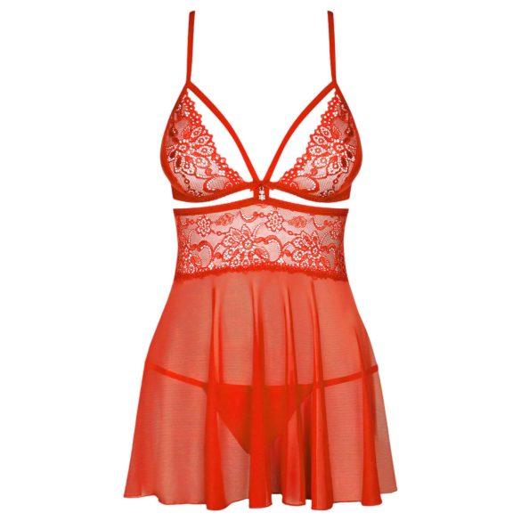 Obsessive 838-BAB-3 - Spicy Lace Babydoll & Thong Set (Red) - XXL
