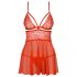 Obsessive 838-BAB-3 - Spicy Lace Babydoll & Thong Set (Red) - XXL