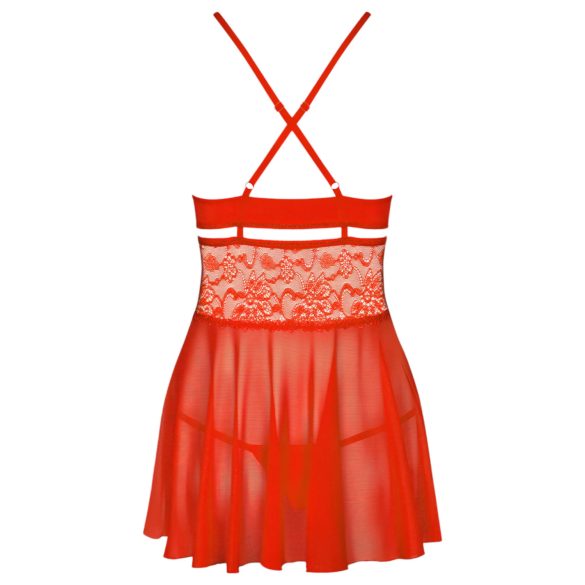 Obsessive 838-BAB-3 - Spicy Lace Babydoll & Thong Set (Red) - XXL