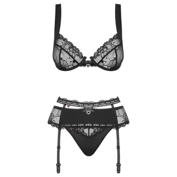 Obsessive Heartina - Black Lingerie Set