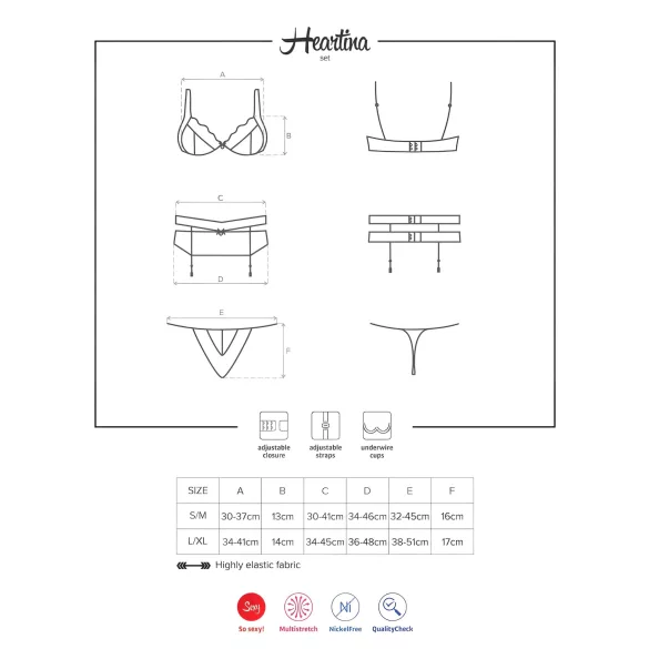 Obsessive Heartina - Black Lingerie Set