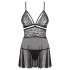 Obsessive 838-BAB-1 - Sheer Lace Babydoll Set (Black) - 2XL/3XL
