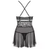 Obsessive 838-BAB-1 - Sheer Lace Babydoll Set (Black) - 2XL/3XL