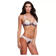 Baci - Floral Lace Lingerie Set with Open-Back Panties - M/L