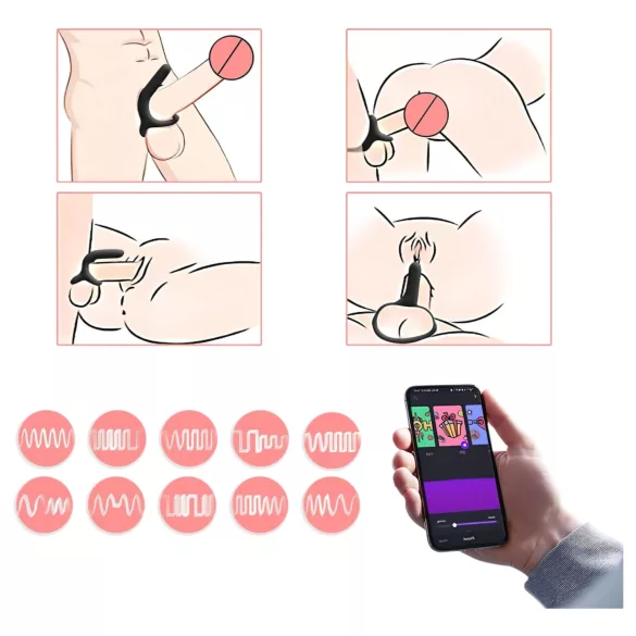 Magic Motion Rise - Smart Rechargeable Vibrating Ring (Black)